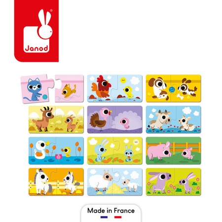 Janod Pierwsze puzzle do pary Zwierzęta i ich dzieci 24 elementy 2+