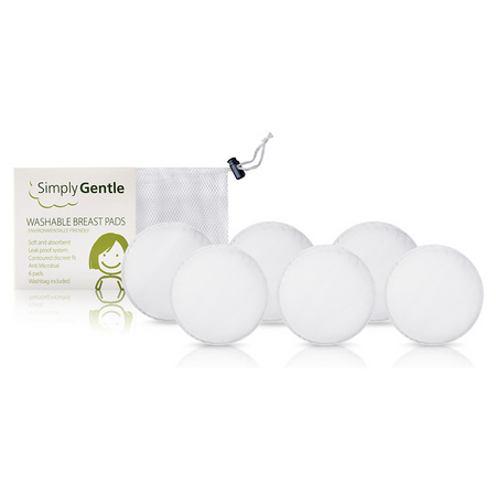 Simply Gentle, Wielorazowe wkładki laktacyjne z woreczkiem, 6 szt.