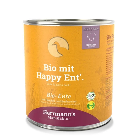Zestaw 10x HERRMANN'S Selection Sensitive Dog Bio Ente - bio kaczka z koprem włoskim (800g)