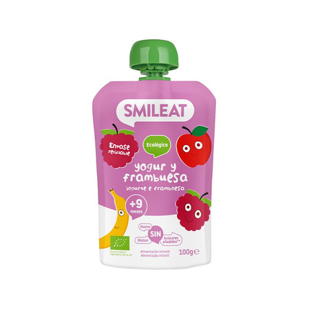Smileat, BIO Mus z malinami i jogurtem 9m+, 100g