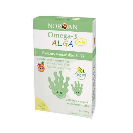 Norsan Omega-3 ALGA Jelly dla dzieci 45 żelek smak tutti frutti