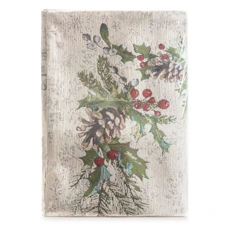 Obrus z gobeliny szenilowej ze świątecznym wzorem rozm.: 50 x 110 cm, kolor: popielaty