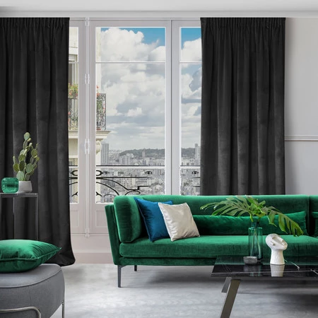 ZASŁONA GOTOWA D91 ROSA NA TAŚMIE 140 X 270 CM CZARNY