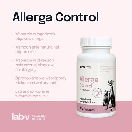 Lab-V Allegra Control wsparcie przy objawach alergii dla psów i kotów 45 kaps.
