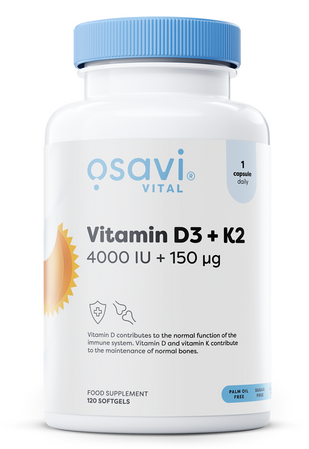 Osavi Vitamin D3 + K2, 4000IU + 150mcg - 120 kaps.