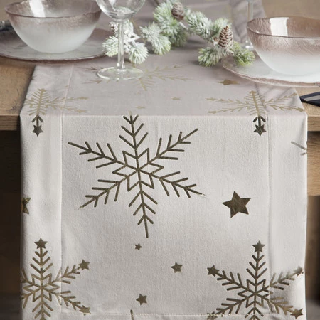 Bieżnik świąteczny dekoracyjny na stół wigilijny, rozm.: 40 x 140 cm, kolor beżowy