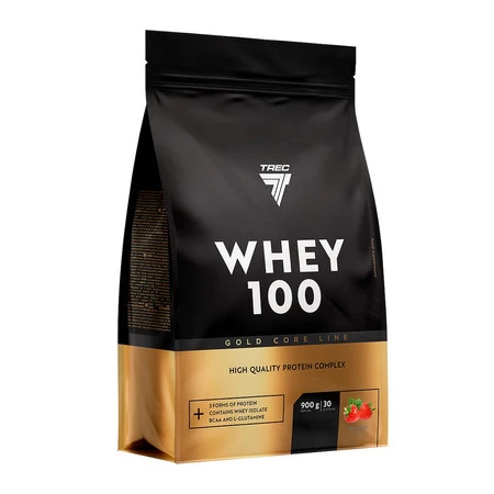 Trec GOLD CORE WHEY 100 białko serwatka 900g smak truskawka