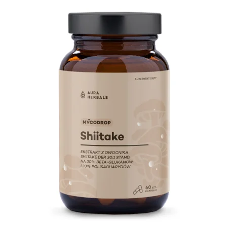 Aura HerbalsMycodrop, Shiitake 30:1, 30% beta-glukan 60 kaps.