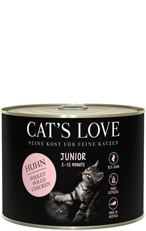 Zestaw 10x CAT'S LOVE Junior Huhn - kurczak z algami i olejem z krokosza (200g)