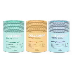 Zestaw: 1x Colladrop Beauty, kolagen HMG™ 10000 mg  Ananas 30 sasz., 1x Colladrop Beauty, kolagen HMG™ 10000 mg Mango 30 sasz. i 1x Colladrop Beauty, kolagen HMG™ 10000 mg Mojito 30 sasz.