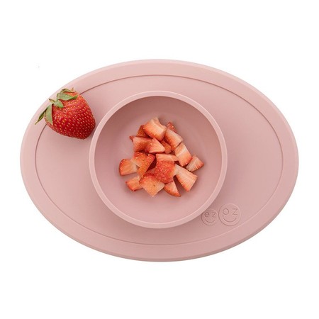 EZPZ Komplet pierwszych naczyń silikonowych First Foods Set pastelowy róż