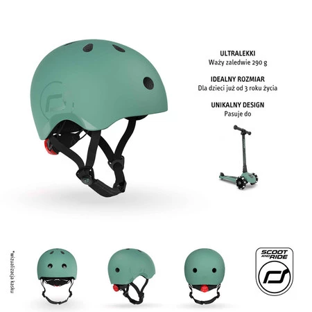 SCOOTANDRIDE Kask S-M dla dzieci 3+ Forest