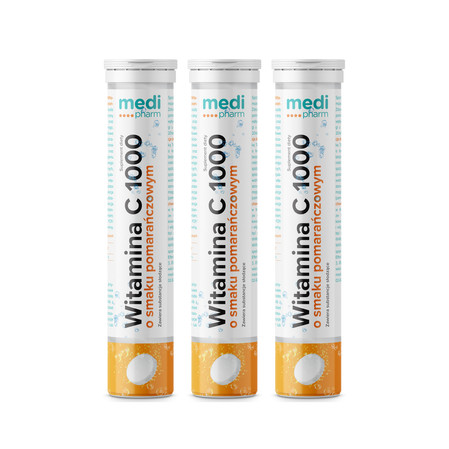 Zestaw: 3x Medi pharm Wit.C 1000 mg smak pomarańcza 20 tabl.
