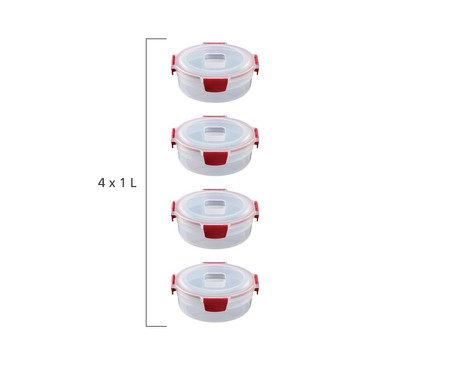 JJ-Zestaw 4 pojemników 1l okrągłych Nest Lock