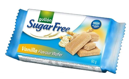 Wafle z nadzieniem o smaku waniliowym bez cukrów Gullón, 60g