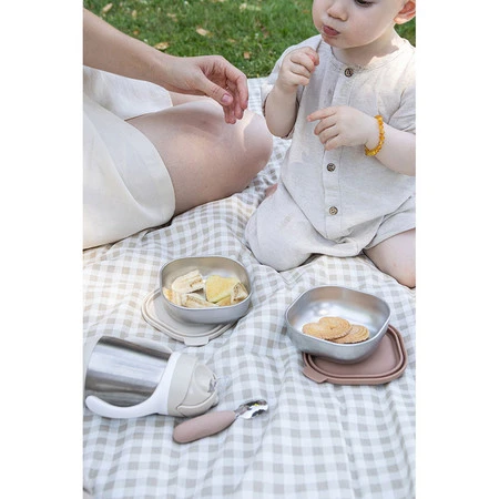 Beaba Pojemnik na jedzenie ze stali nierdzewnej z silikonową pokrywką 3 szt. Natural set