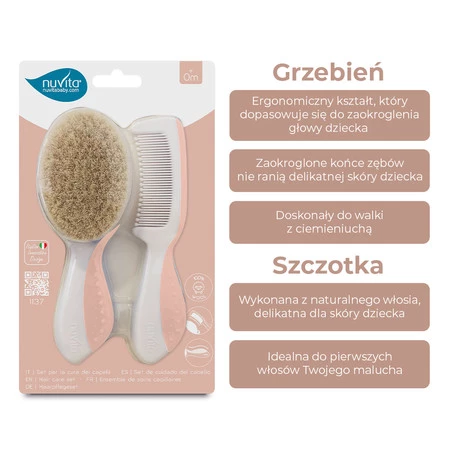 Nuvita, Zestaw pielęgnacyjny szczoteczka i grzebień, English Rose