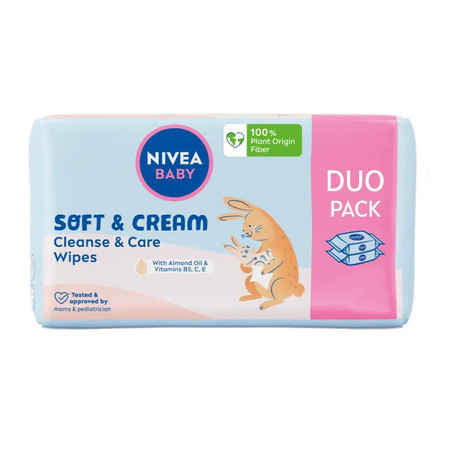 Baby Soft & Cream chusteczki biodegradowalne 2x57szt