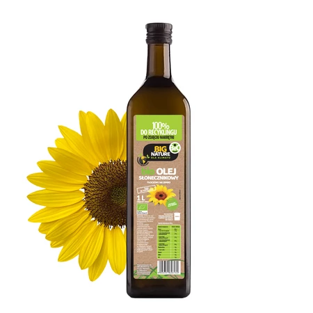 Olej słonecznikowy BIO tłoczony na zimno 1L