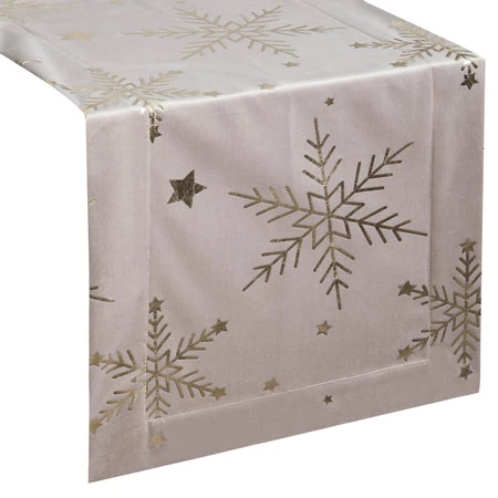 Bieżnik świąteczny dekoracyjny na stół wigilijny, rozm.: 40 x 140 cm, kolor beżowy