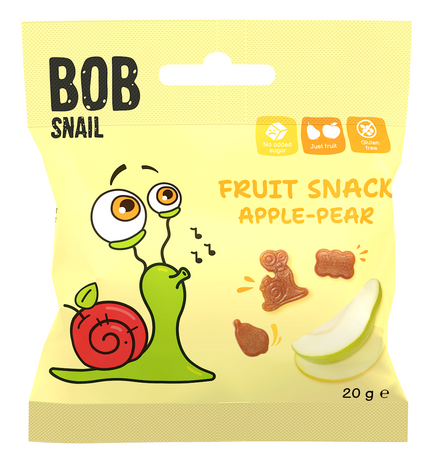 ŻELKI JABŁKO - GRUSZKA BEZ ŻELATYNY BEZGLUTENOWE 20 g - BOB SNAIL