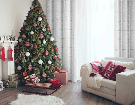 Firana gotowa z motywem świątecznym rozm.: 140 x 250 cm, kolor: biały