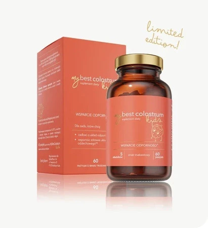 MyBestPharm MyBestColostrum Kids 60 pastylek do ssania smak truskawka