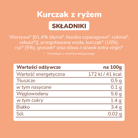 Smileat, BIO Słoiczek z kurczakiem i ryżem 6m+, 230 g