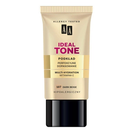 AA − Make Up Ideal Tone Foundation, podkład perfekcyjne dopasowanie 107 Dark Beige − 30 ml