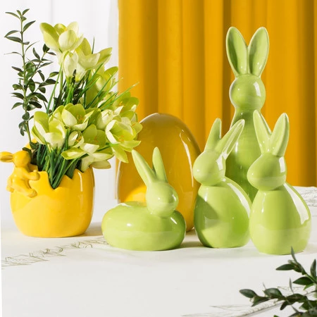 Ozdoba Wielkanocna, Figurka ceramiczna, kolor zielony, rozmiar 8 x 28 x 8 cm