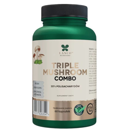 Lanco Nutritions Triple Mushroom Combo Lions Mane Reishi Kordyceps 60 kaps.