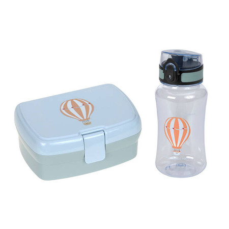 Lassig Zestaw śniadaniowy na lunch Lunchbox + Tritanowa butelka - bidon 460 ml Tiny Drivers Balon
