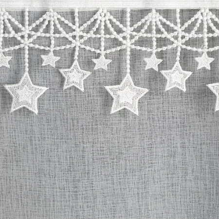 Firana gotowe rozm.: 140 x 250 cm, kolor biała z etaminy z aplikacją z gwiazdkami kółka