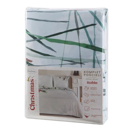 Komplet pościeli świątecznej Robin, 160 x 200 cm, Jasnoszary