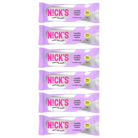 Zestaw 6x N!CK'S Nicks Protein Wafer Vanilla Proteinowy wafelek waniliowy bez cukru 40g