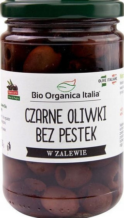 BIO ORGANICA ITALIA OLIWKI CZARNE BEZ PESTEK W ZALEWIE BIO 280 g (160 g) (SŁOIK)