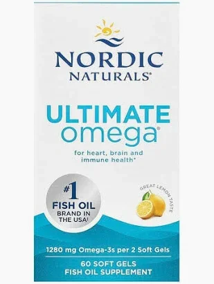 Nordic Naturals Ultimate Omega Omega-3 kwasy tłuszczowe EPA i DHA 640 mg 60 kaps. smak cytryna