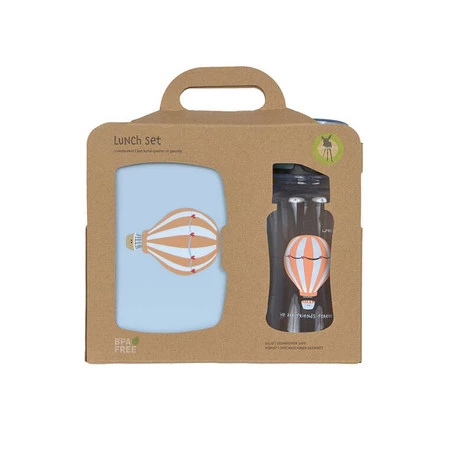 Lassig Zestaw śniadaniowy na lunch Lunchbox + Tritanowa butelka - bidon 460 ml Tiny Drivers Balon