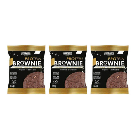 Zestaw: 3x Frank&Oli − Ciasteczko proteinowe brownie z czekoladą i orzechami nerkowca − 50 g