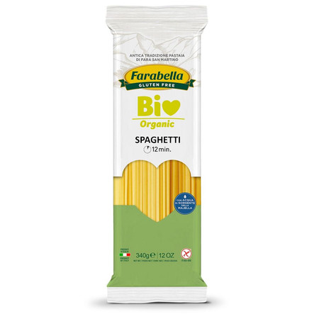 MAKARON (KUKURYDZIANO - RYŻOWY) SPAGHETTI BEZGLUTENOWY BIO 340 g - FARABELLA