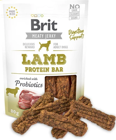 BRIT JERKY Snack LAMB Protein Bar Jagnięcina Probiotyki 80g