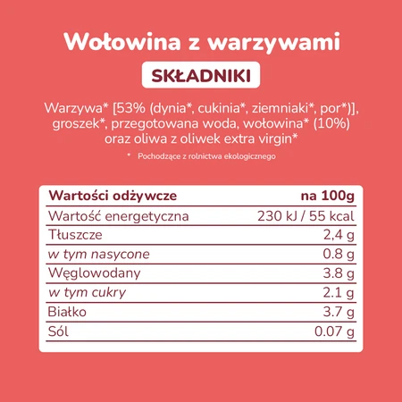 Smileat, BIO Słoiczek z cielęciną i warzywami 6m+, 230 g