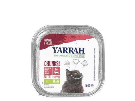 (DLA KOTA) KAWAŁKI KURCZAKA I WOŁOWINY BIO 100 g - YARRAH