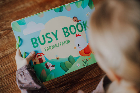 Janod Książeczka z zadaniami Busy Book Farma 3+ (wersja polska)