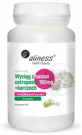 Aliness Ekstrakt z nasion ostropestu 190 mg+karczoch x 100 Vege caps
