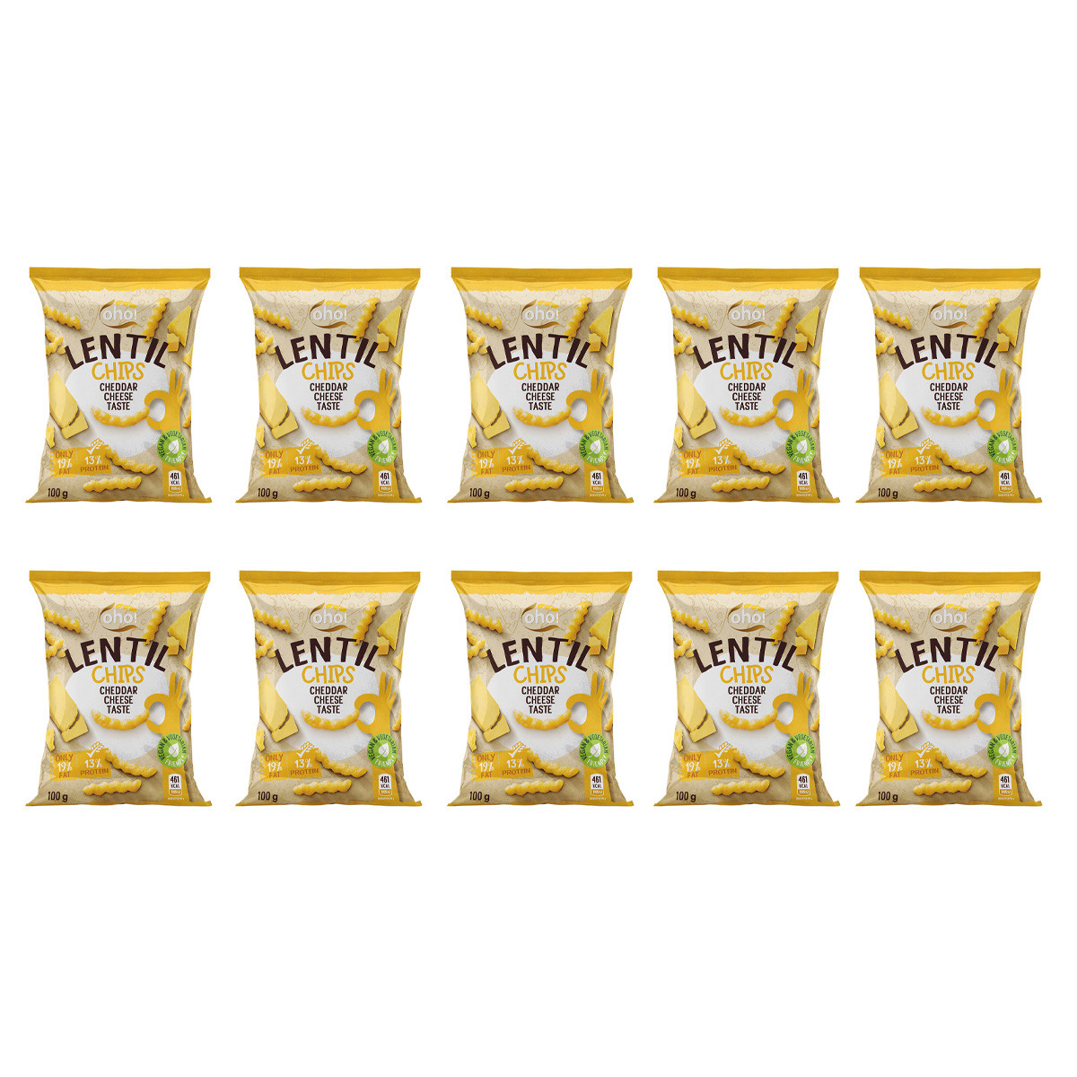 Zestaw 10x Chipsy z czerwonej soczewicy o smaku sera Cheddar 100 g - Nabea.pl