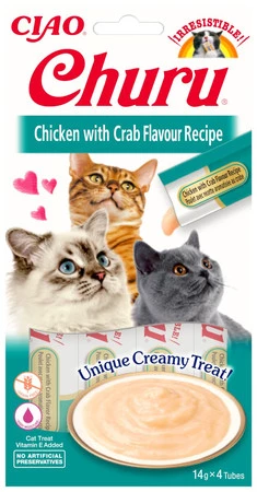 INABA Cat Churu Chicken Crab Krem Kurczak Krab 4x14g