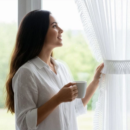 FIRANA GOTOWA KIRA 3 NA TAŚMIE 140 X 270 CM BIAŁY