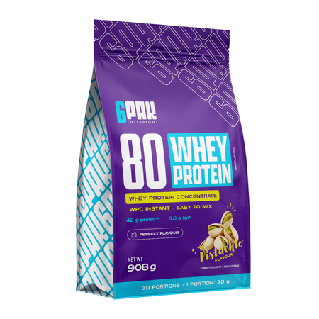 6PAK 80 WHEY PROTEIN odżywka białkowa WPC 908 g smak pistacja