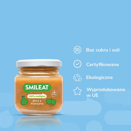 Smileat, BIO Deser z gruszkami i jabłkami 6m+, 130g